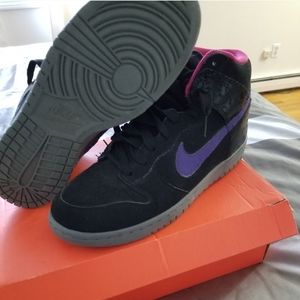 Nike Dunk high, size 10, black purple, pink orange grey, good condition